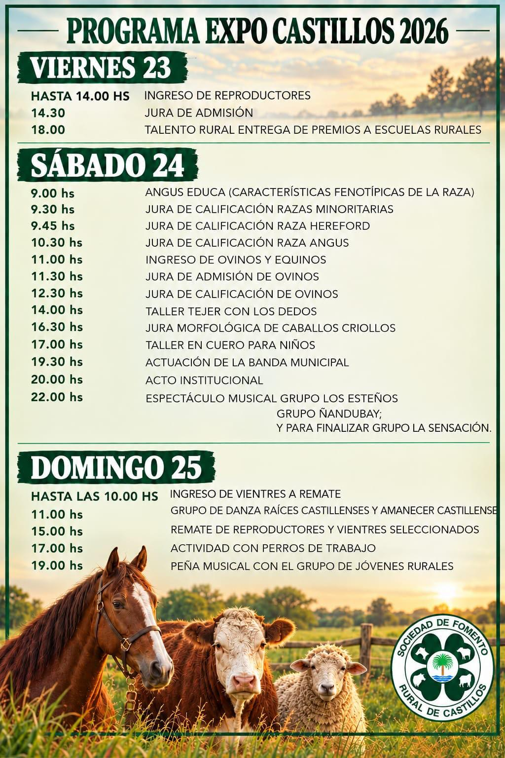 Programa de Expo Castillos 2026, del 23 al 25 de octubre