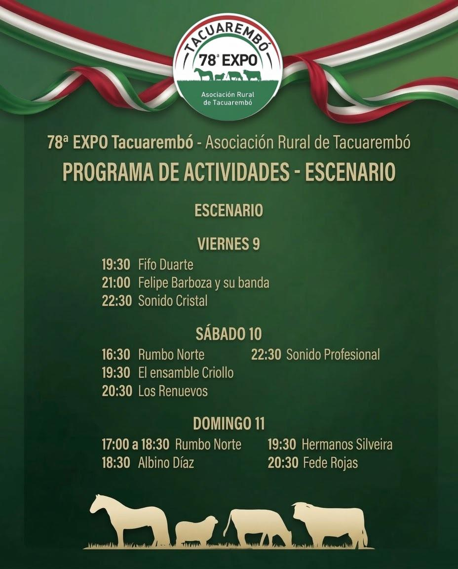 Programa de espectáculos de la 78.ª Expo Tacuarembó